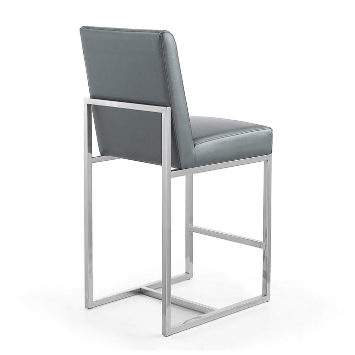 Tabouret bar Element de Manhattan Comfort de hauteur comptoir de 37,2 po en chrome poli et en acier inoxydable - graphite