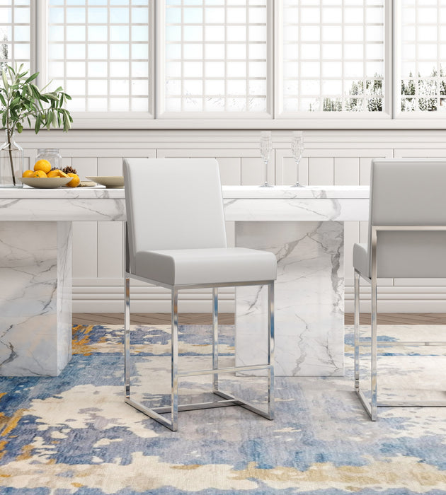 Tabouret bar Element de Manhattan Comfort de hauteur comptoir de 37,2 po en chrome poli et en acier inoxydable - blanc perle