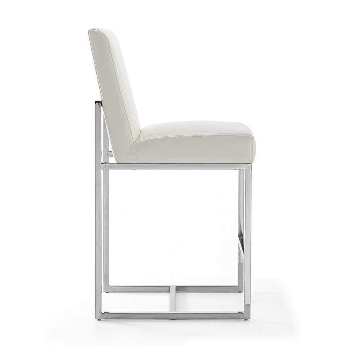 Tabouret bar Element de Manhattan Comfort de hauteur comptoir de 37,2 po en chrome poli et en acier inoxydable - blanc perle