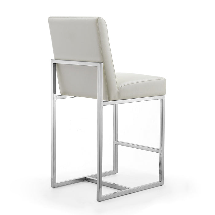 Tabouret bar Element de Manhattan Comfort de hauteur comptoir de 37,2 po en chrome poli et en acier inoxydable - blanc perle
