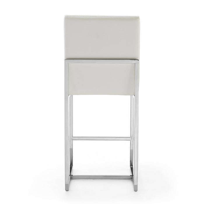 Tabouret bar Element de Manhattan Comfort de hauteur comptoir de 37,2 po en chrome poli et en acier inoxydable - blanc perle