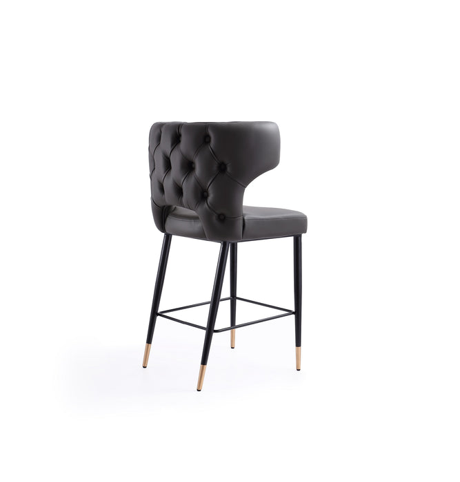 Tabouret bar Holguin de Manhattan Comfort de hauteur comptoir de 37 po avec dossier capitonné - gris