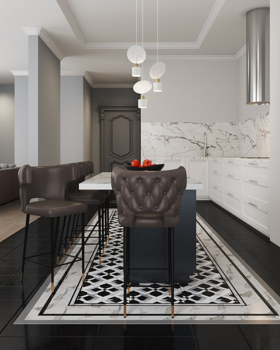 Tabouret bar Holguin de Manhattan Comfort de hauteur comptoir de 37 po avec dossier capitonné - gris