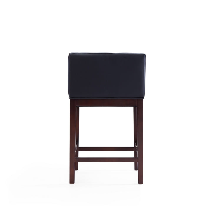 Tabouret bar Kingsley de Manhattan Comfort de hauteur comptoir de 34 po en hêtre - noir et noyer foncé