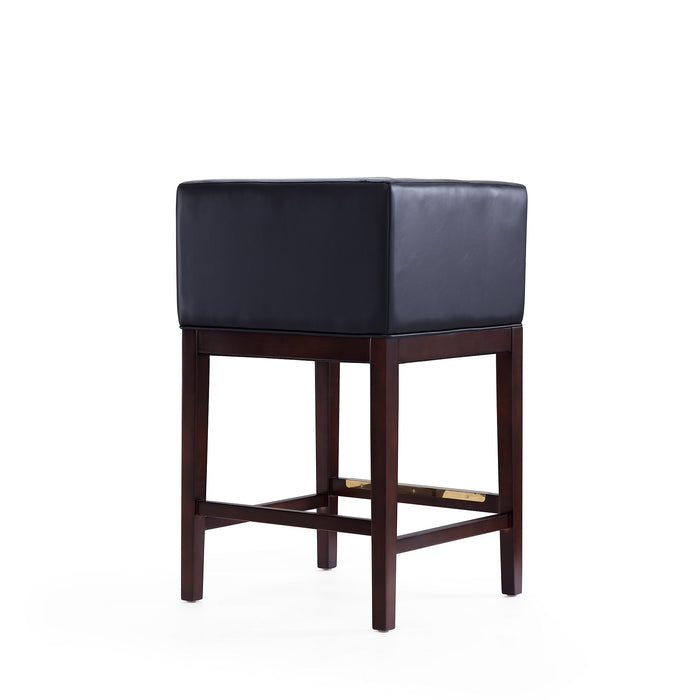 Tabouret bar Kingsley de Manhattan Comfort de hauteur comptoir de 34 po en hêtre - noir et noyer foncé