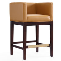 Tabouret bar Kingsley de Manhattan Comfort de hauteur comptoir de 34 po en hêtre - chameau et noyer foncé