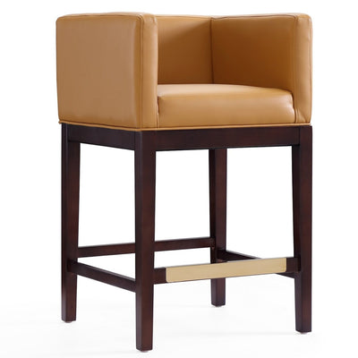 Manhattan Comfort Kingsley 34" Beech Wood Counter Height Barstool - Camel & Dark Walnut|Tabouret bar Kingsley de Manhattan Comfort de hauteur comptoir de 34 po en hêtre - chameau et noyer foncé