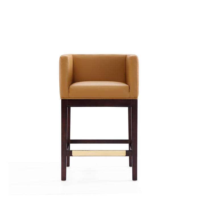 Tabouret bar Kingsley de Manhattan Comfort de hauteur comptoir de 34 po en hêtre - chameau et noyer foncé