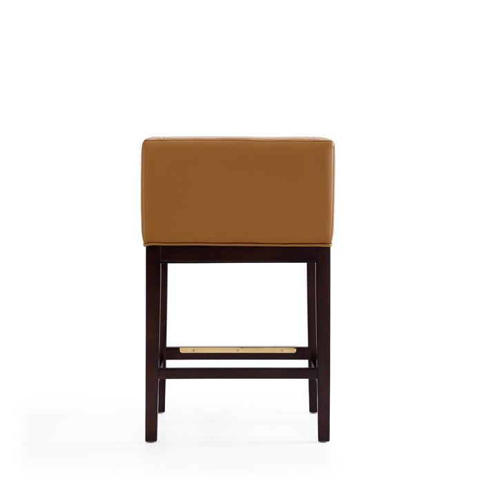 Tabouret bar Kingsley de Manhattan Comfort de hauteur comptoir de 34 po en hêtre - chameau et noyer foncé