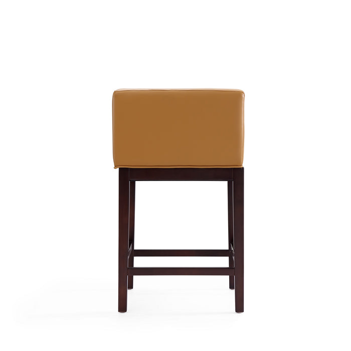 Tabouret bar Kingsley de Manhattan Comfort de hauteur comptoir de 34 po en hêtre - chameau et noyer foncé