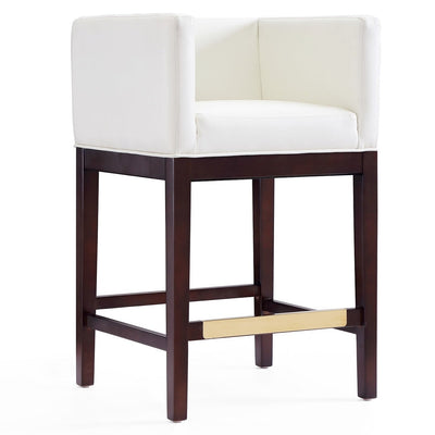 Manhattan Comfort Kingsley 34" Beech Wood Counter Height Barstool - Ivory & Dark Walnut|Tabouret bar Kingsley de Manhattan Comfort de hauteur comptoir de 34 po en hêtre - ivoire et noyer foncé