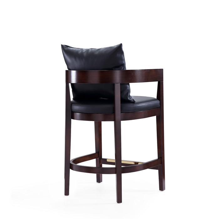 Tabouret bar Ritz de Manhattan Comfort de hauteur comptoir de 34 po en hêtre - noir et noyer foncé