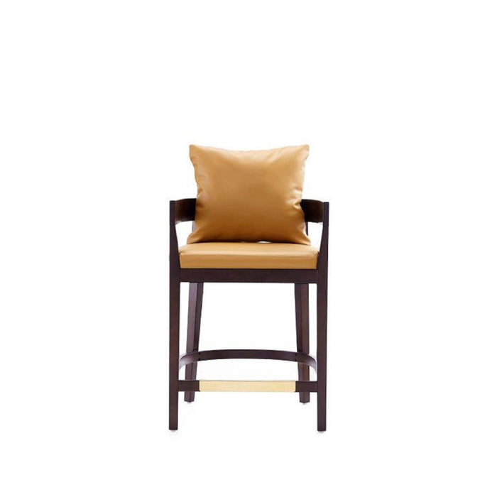 Tabouret bar Ritz de Manhattan Comfort de hauteur comptoir de 34 po en hêtre - chameau et noyer foncé