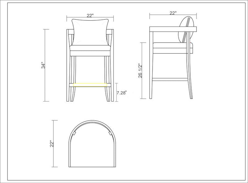 Tabouret bar Ritz de Manhattan Comfort de hauteur comptoir de 34 po en hêtre - chameau et noyer foncé