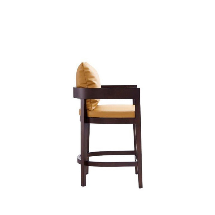 Tabouret bar Ritz de Manhattan Comfort de hauteur comptoir de 34 po en hêtre - chameau et noyer foncé