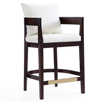 Tabouret bar Ritz de Manhattan Comfort de hauteur comptoir de 34 po en hêtre - ivoire et noyer foncé