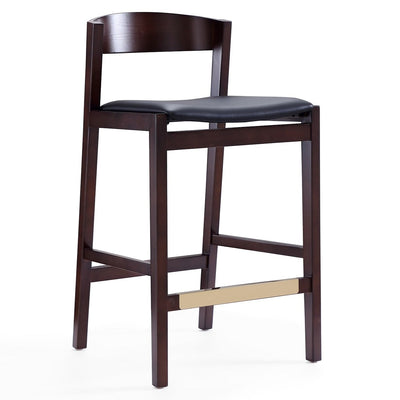 Manhattan Comfort Klismos 36.75" Beech Wood Counter Height Barstool - Black & Dark Walnut|Tabouret bar Klismos de Manhattan Comfort de hauteur comptoir de 36,75 po en hêtre - noir et noyer foncé