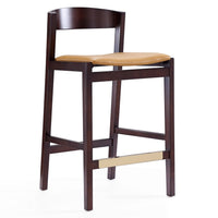 Tabouret bar Klismos de Manhattan Comfort de hauteur comptoir de 36,75 po en hêtre - chameau et noyer foncé