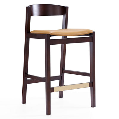 Manhattan Comfort Klismos 36.75" Beech Wood Counter Height Barstool - Camel & Dark Walnut|Tabouret bar Klismos de Manhattan Comfort de hauteur comptoir de 36,75 po en hêtre - chameau et noyer foncé