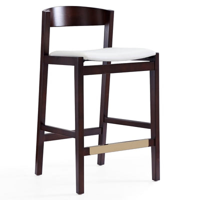 Manhattan Comfort Klismos 36.75" Beech Wood Counter Height Barstool - Ivory & Dark Walnut|Tabouret bar Klismos de Manhattan Comfort de hauteur comptoir de 36,75 po en hêtre - ivoire et noyer foncé