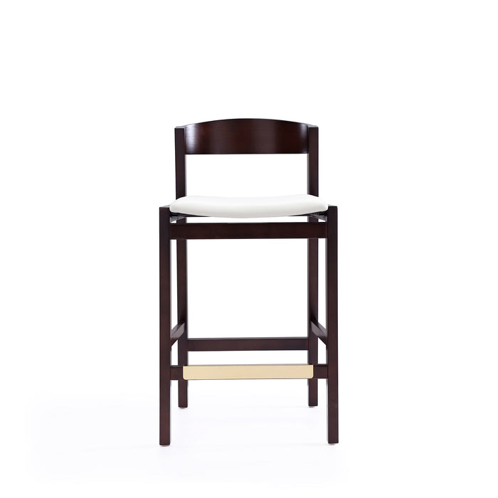 Tabouret bar Klismos de Manhattan Comfort de hauteur comptoir de 36,75 po en hêtre - ivoire et noyer foncé