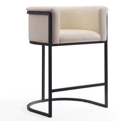 Manhattan Comfort Cosmopolitan 33.8" Metal Counter Height Barstool - Cream & Black|Tabouret bar Cosmopolitan de Manhattan Comfort de hauteur comptoir de 33,8 po en métal - crème et noir