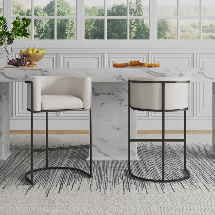 Tabouret bar Cosmopolitan de Manhattan Comfort de hauteur comptoir de 33,8 po en métal - crème et noir