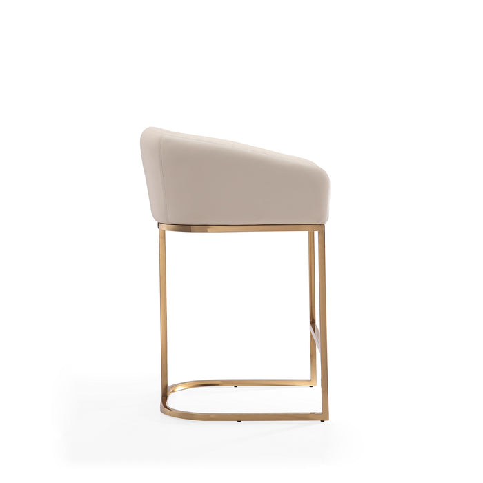 Tabouret bar Louvre de Manhattan Comfort de hauteur comptoir de 36 po en acier inoxydable - crème et doré titane 