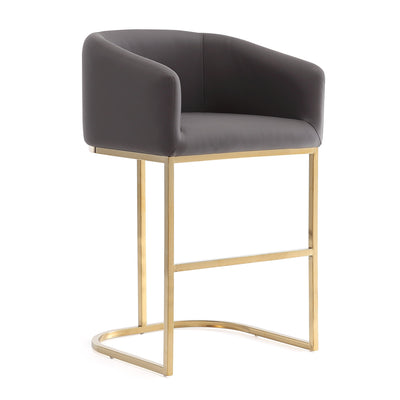 Manhattan Comfort Louvre 36" Stainless Steel Counter Height Barstool - Grey & Titanium Gold|Tabouret bar Louvre de Manhattan Comfort de hauteur comptoir de 36 po en acier inoxydable - gris et doré titane