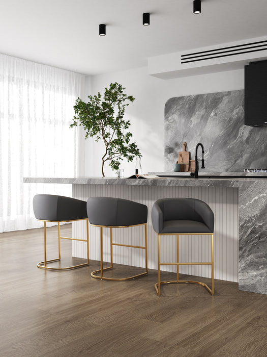 Tabouret bar Louvre de Manhattan Comfort de hauteur comptoir de 36 po en acier inoxydable - gris et doré titane
