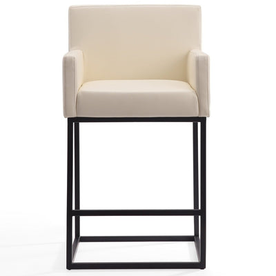 Manhattan Comfort Ambassador 38" Metal Counter Height Barstool - Cream & Black|Tabouret bar Ambassador de Manhattan Comfort de hauteur comptoir de 38 po en métal - crème et noir
