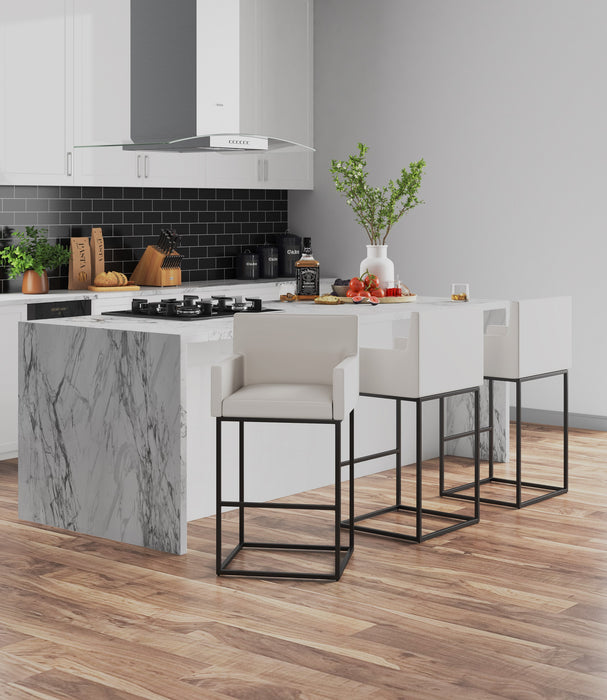 Tabouret bar Ambassador de Manhattan Comfort de hauteur comptoir de 38 po en métal - crème et noir