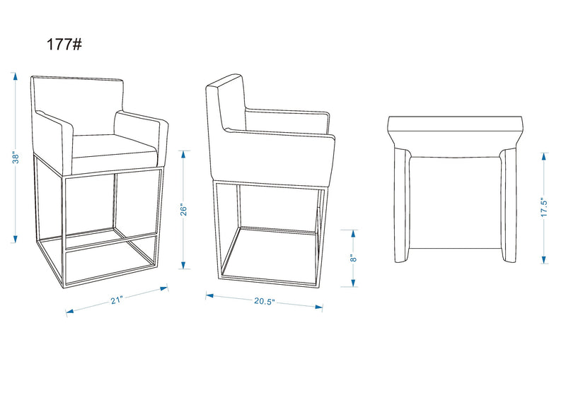 Tabouret bar Ambassador de Manhattan Comfort de hauteur comptoir de 38 po en métal - gris et noir