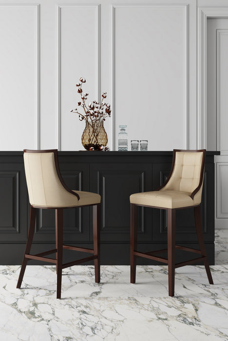 Tabouret bar Fifth Ave de Manhattan Comfort de hauteur comptoir de 39,5 po en hêtre - crème et noyer foncé