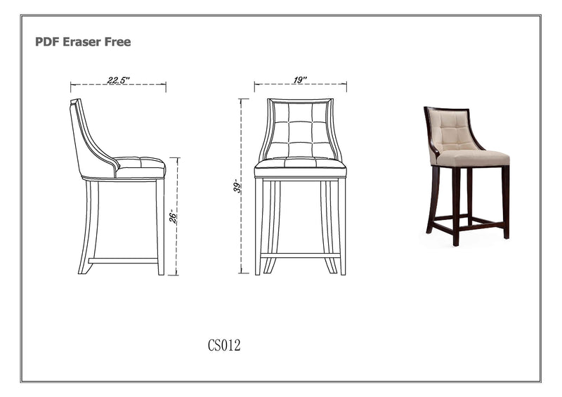 Tabouret bar Fifth Ave de Manhattan Comfort de hauteur comptoir de 39,5 po en hêtre - crème et noyer foncé