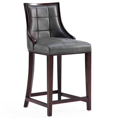 Manhattan Comfort Fifth Avenue Faux Leather Counter Height Barstool - Pebble Grey|Tabouret bar Fifth Avenue de Manhattan Comfort de hauteur comptoir en similicuir - gris galet