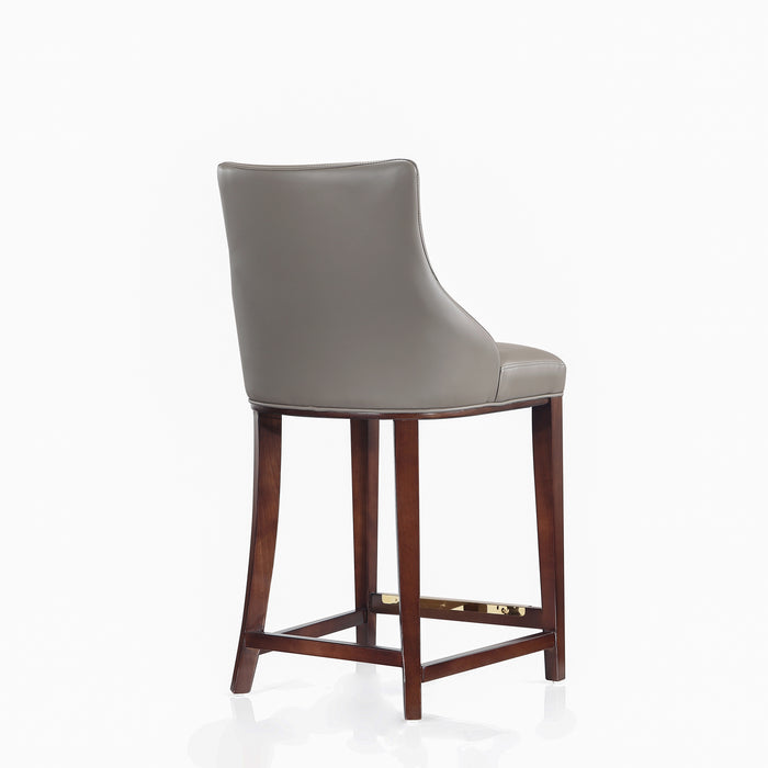 Tabouret bar moderne Shubert de Manhattan Comfort de hauteur comptoir avec revêtement en similicuir et pattes en hêtre - taupe foncé