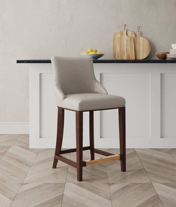 Tabouret bar moderne Shubert de Manhattan Comfort de hauteur comptoir en similicuir - gris clair