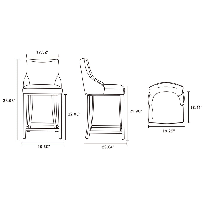 Tabouret bar moderne Shubert de Manhattan Comfort de hauteur comptoir avec revêtement en similicuir et pattes en hêtre - tan