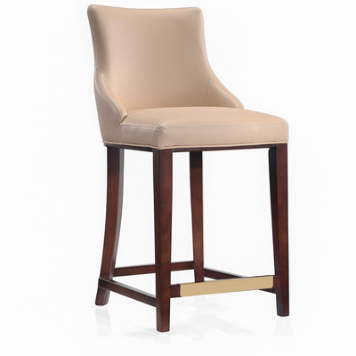 Manhattan Comfort Modern Shubert Counter Height Barstool Upholstered Leatherette with Beech Wood Legs - Tan|Tabouret bar moderne Shubert de Manhattan Comfort de hauteur comptoir avec revêtement en similicuir et pattes en hêtre - tan