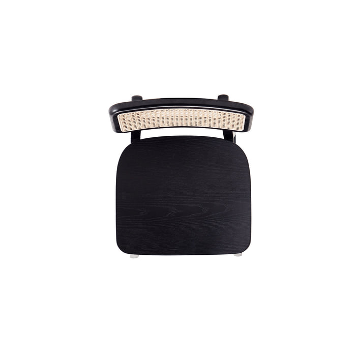 Tabouret bar Versailles de Manhattan Comfort de hauteur comptoir - noir et canne naturelle