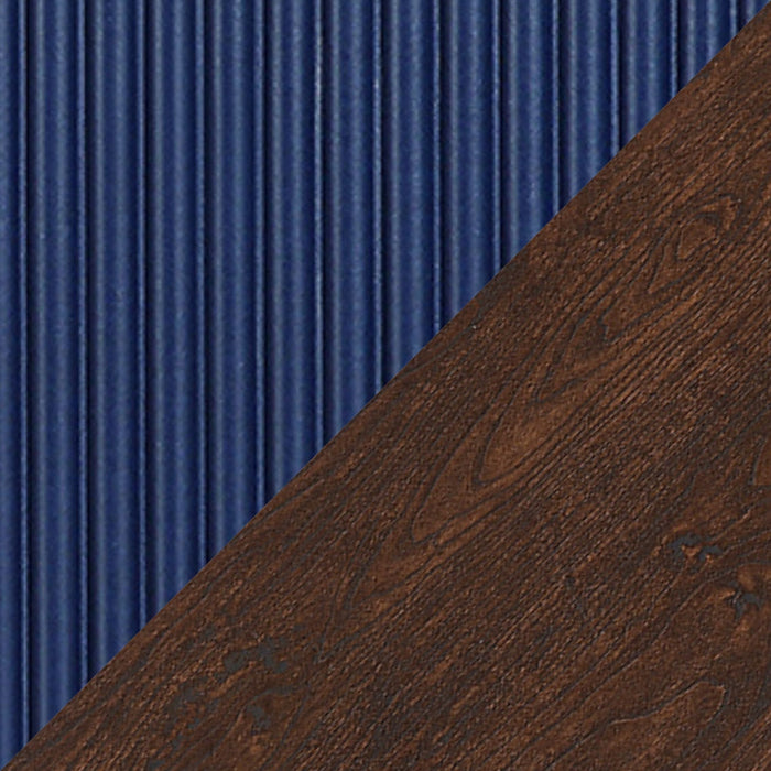 Table à café moderne Duane de Manhattan Comfort avec cannelures, tiroir et tablette - brun foncé et bleu marine