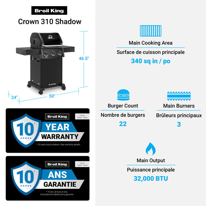 Broil King Crown 310 Shadow 4-bruleurs 32 000 BTU Barbecue a gaz naturel - 864057