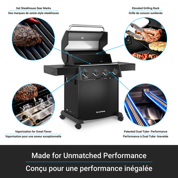 Broil King Crown 410 Shadow 4-bruleurs 40 000 BTU Barbecue a gaz propane - 865054