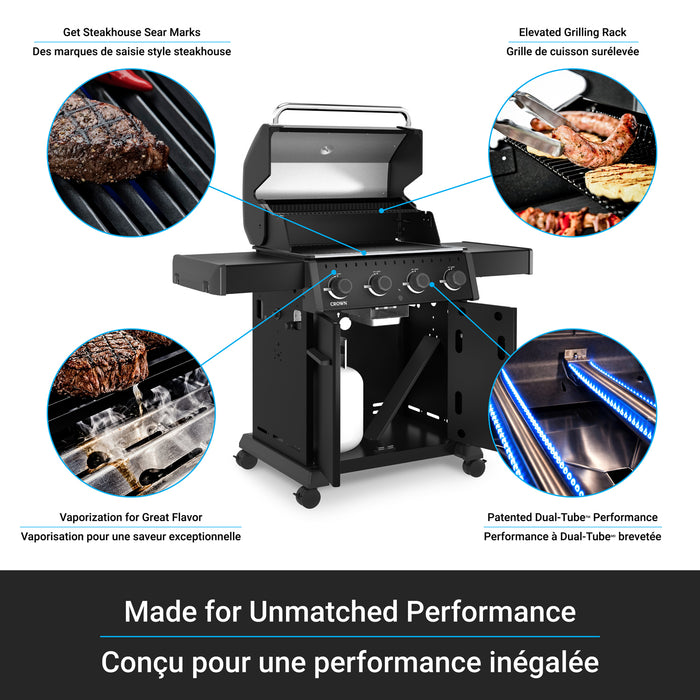 Broil King Crown 420 Shadow 4-bruleurs 40 000 BTU Barbecue a gaz naturel - 865157