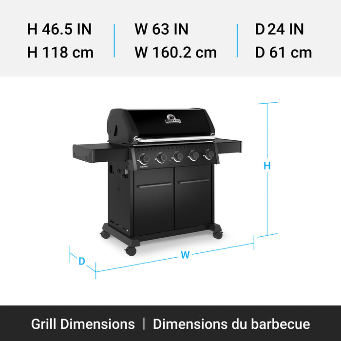 Broil King Crown 520 Shadow 5-bruleurs 45 000 BTU Barbecue a gaz naturel - 866157