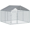Pawhut Chenil D'exterieur Pour Chien En Metal, Enclos Niche Parc Pour Animaux De Compagnie Avec Serrure En Acier, Parois Laterales En Maille Et Toit, Cour Et Le Patio, 7,5' X 7,5' X 5,7'