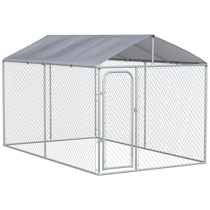 Pawhut Chenil Pour Chien Robuste Avec Parois Laterales En Maille, Verrouillage Securise En Acier Galvanise Et Couverture Etanche Pour Jardin Et Terrasse, 13' X 7,5' X 7,5'