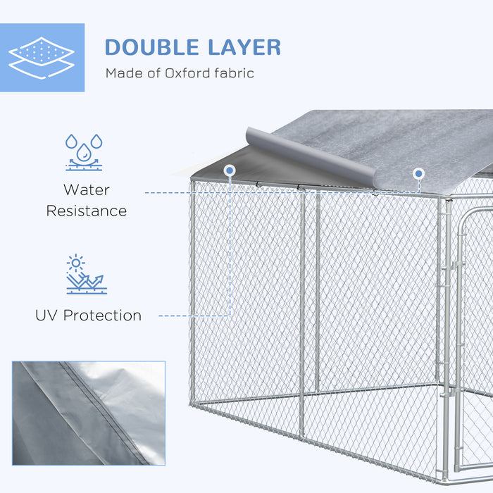 Pawhut Chenil Pour Chien Robuste Avec Parois Laterales En Maille, Verrouillage Securise En Acier Galvanise Et Couverture Etanche Pour Jardin Et Terrasse, 13' X 7,5' X 7,5'