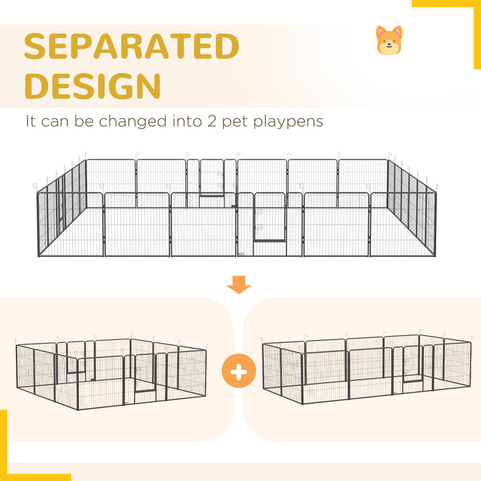 Pawhut Parc Pour Chien Tres Resistant, 24 Panneaux De 31.5\" De Hauteur, Parc D'exercice Pour Chiot En Metal, Design Bricolage, Interieur Exterieur, Pour Petits Chiens, Gris